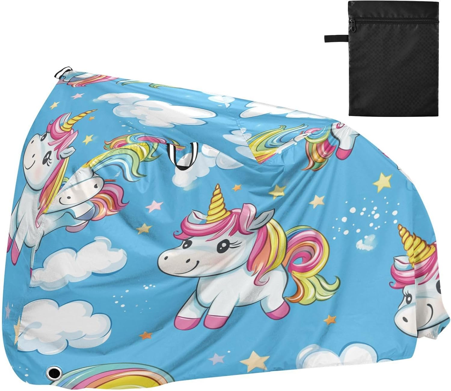 ALAZA Cute Rainbow Unicorns Cartoon Bike Cover Waterproof Outdoor Ebike Bicycle Covers Tarp Protection for 1/2 Bikes, Sun UV Dust Wind Proof