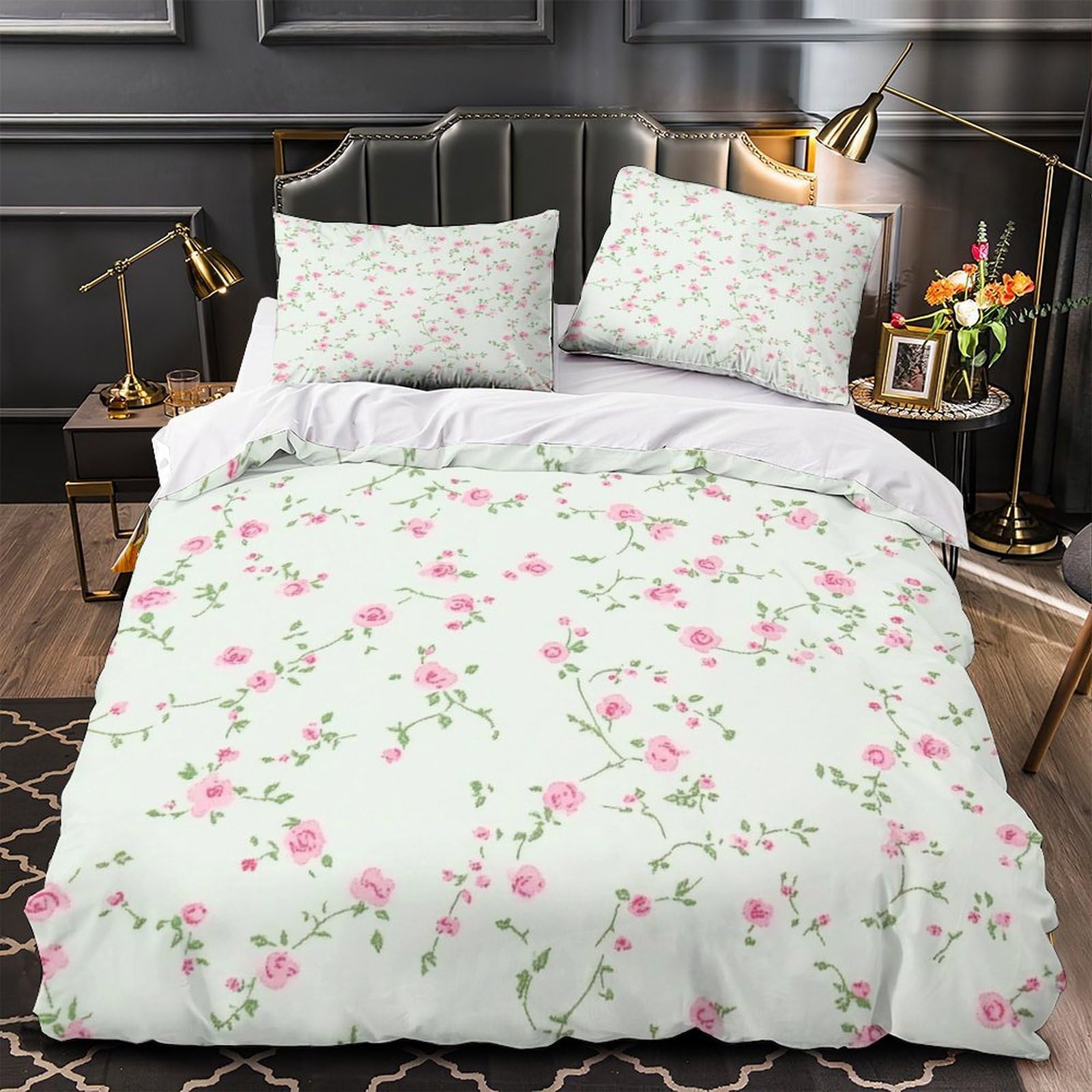 Housse de couette flamant rose parure de lit 260x220 hypoallergénique 3D