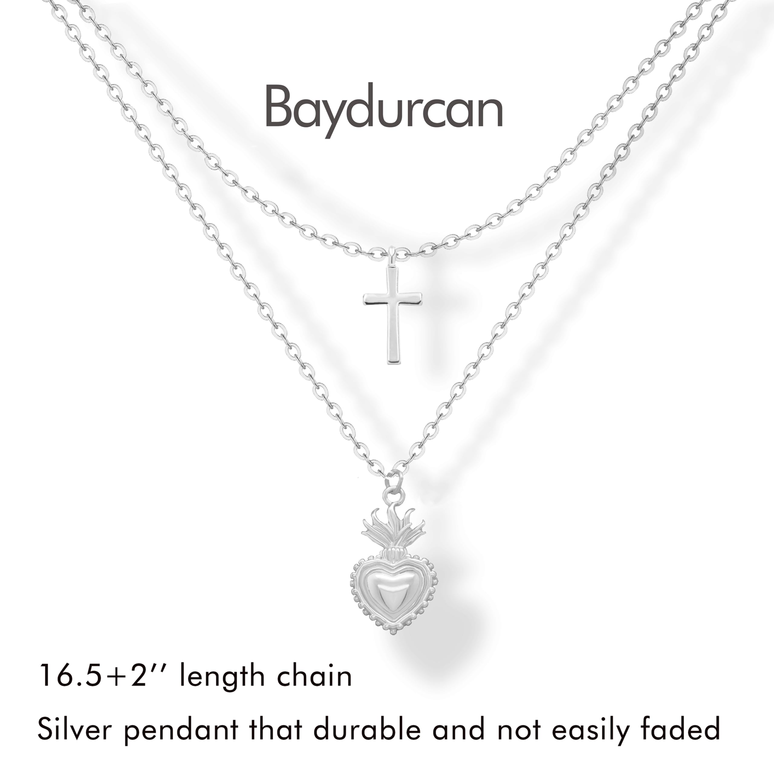 Dainty Silver Necklace for Women - Ankh Jesus Horse Celtic Cross Necklace for Women, Dainty Charm Spider Christian Gifts for Friends Sister Mom, Birthday, Christmas, Mother's Day, Graduation Gifts: Sacred Heart