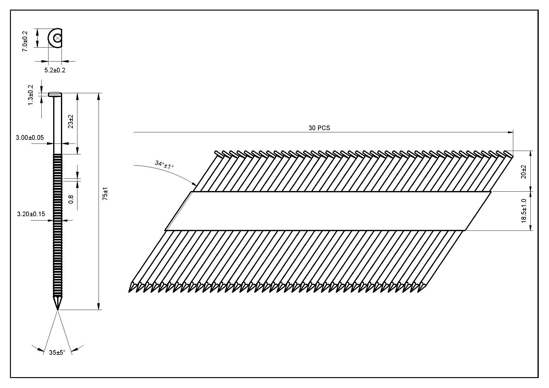 Halbkopf-Streifennägel - 3,1X75mm, 3.000 stück, Nägel für Druckluft-Nagler, D-Kopf, Ring/Verzinkt, für fast alle Marken von Tackern