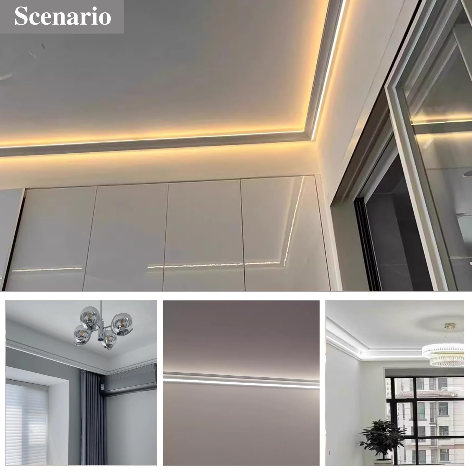 Bardzo szeroki dyfuzor LED aluminiowa listwa gzymsowa kanałowa listwa oświetleniowa listwa ścienna sufitowa tynk wykończenie krawędzi do opraw oświetleniowych