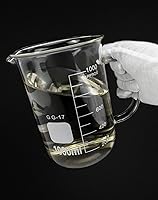 Vista 5 de QWORK Vaso con asa, 33.8 fl oz/33.81 oz, vaso medidor, vidrio borosilicato, taza con boquilla de vertido, paquete de 2