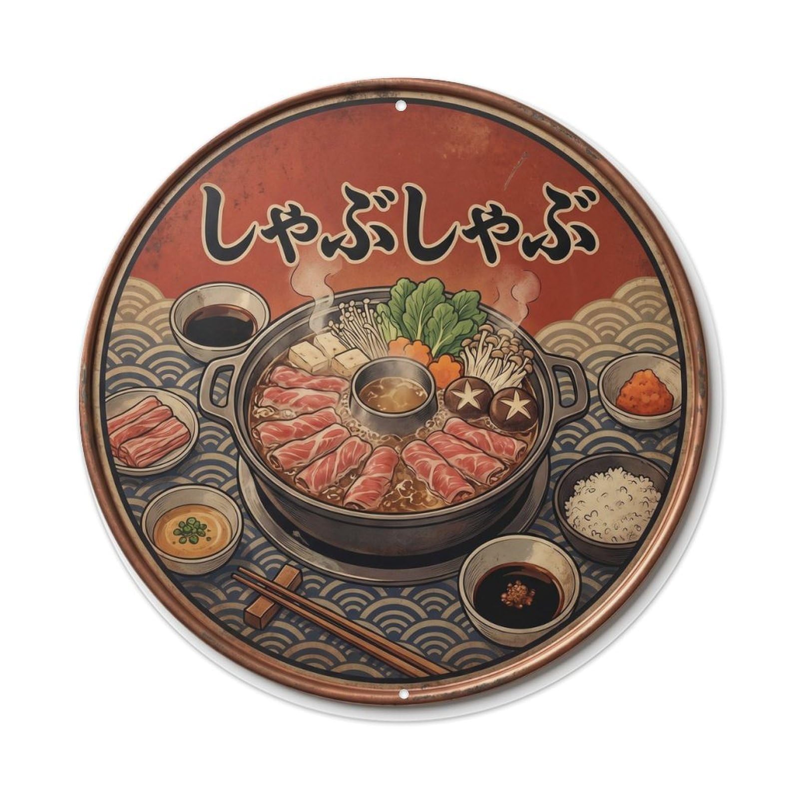 Cxhjca 8X8inch(20X20cm) Japanese Shabu Hot Pot Classic Meal Beef Restaurant Metal Tin Sign