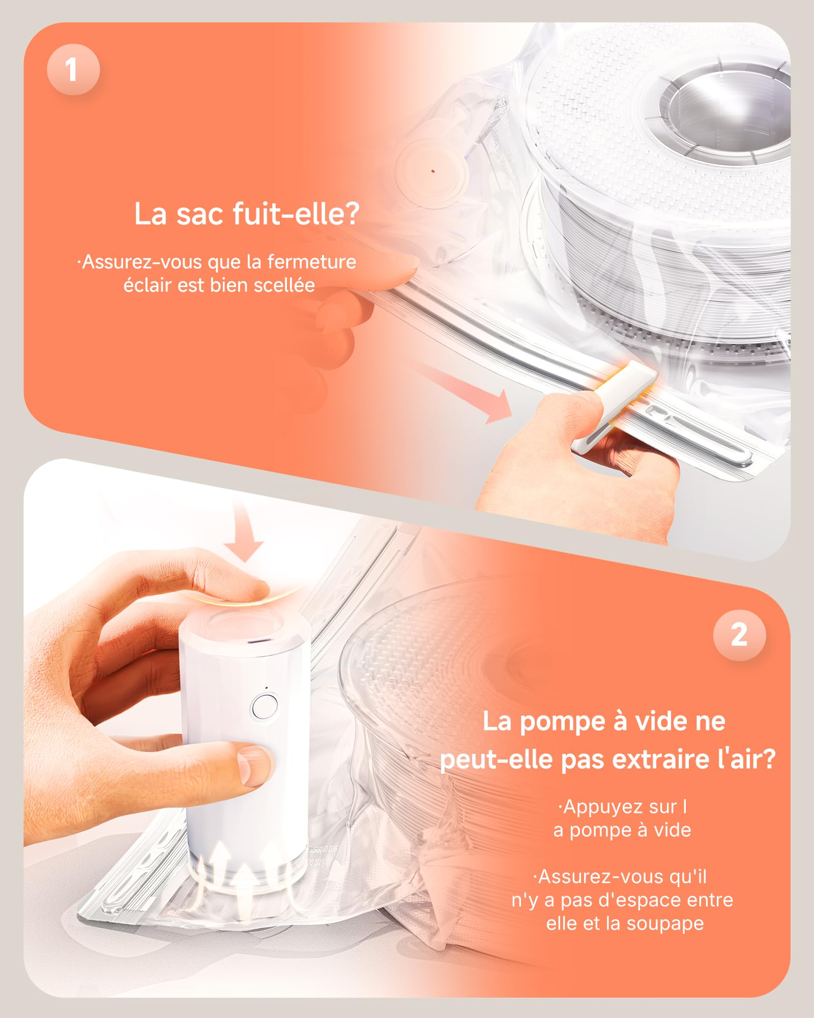 YOOPAI Sac Stockage sous Vide de Filament d'Imprimante 3D Kit, 20 Pcs Filament Sac Réutilisable Sacs Scellés sous Vide avec Pompe Auto, 38 * 33cm