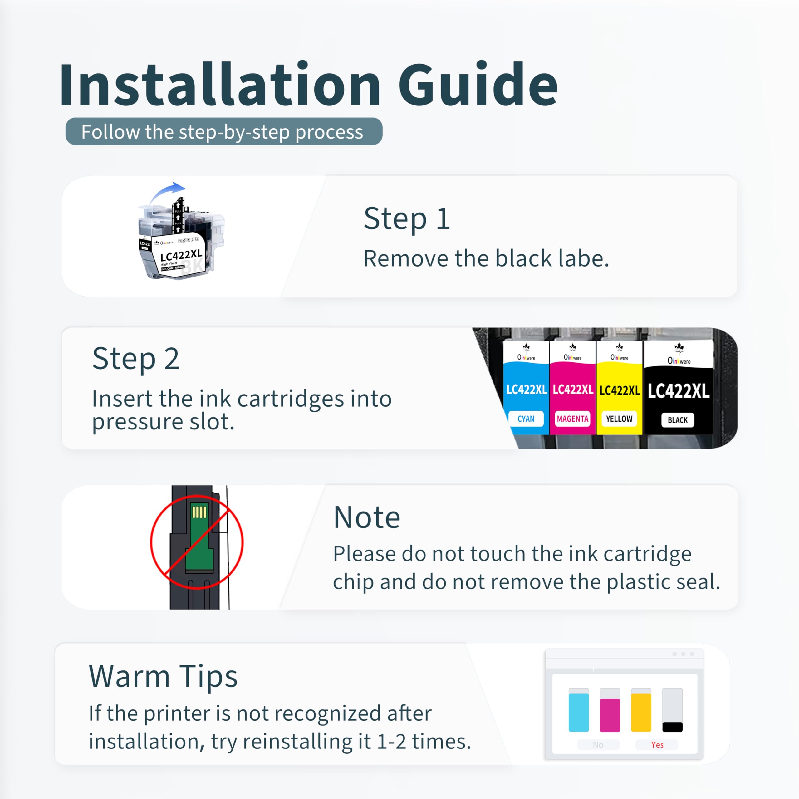 COETE LC422 XL - 4 Cartucce D'inchiostro Copatibili Con Brother LC422 - Foto 12