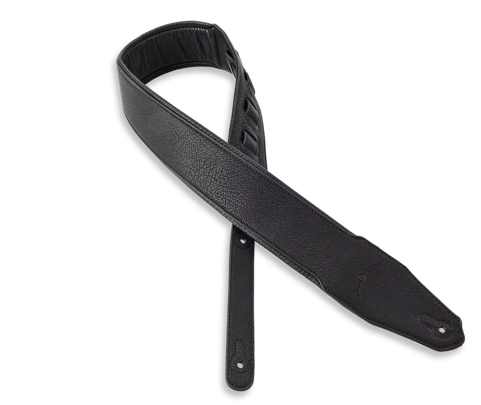 Walker & Williams G-15 negro piel natural textura Correa para guitarra con acolchado grueso