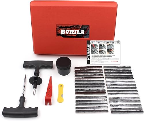 BVRILA Kit de reparación de neumáticos kit de 37 piezas de tapones de neumáticos resistentes herramientas universales de reparación de neumáticos