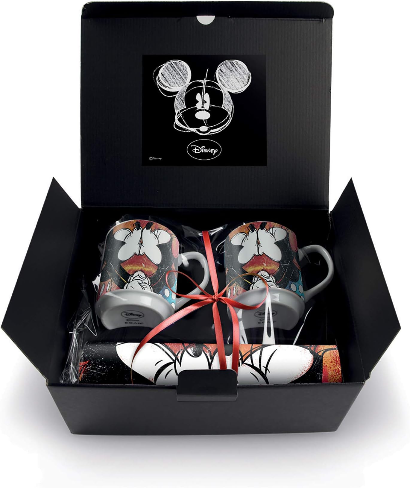 Egan WMSET/22 Sweet Love Mug Set and Placemat, Porcelain, Red, 4 Pieces, 2 Units, 350 Milliliters