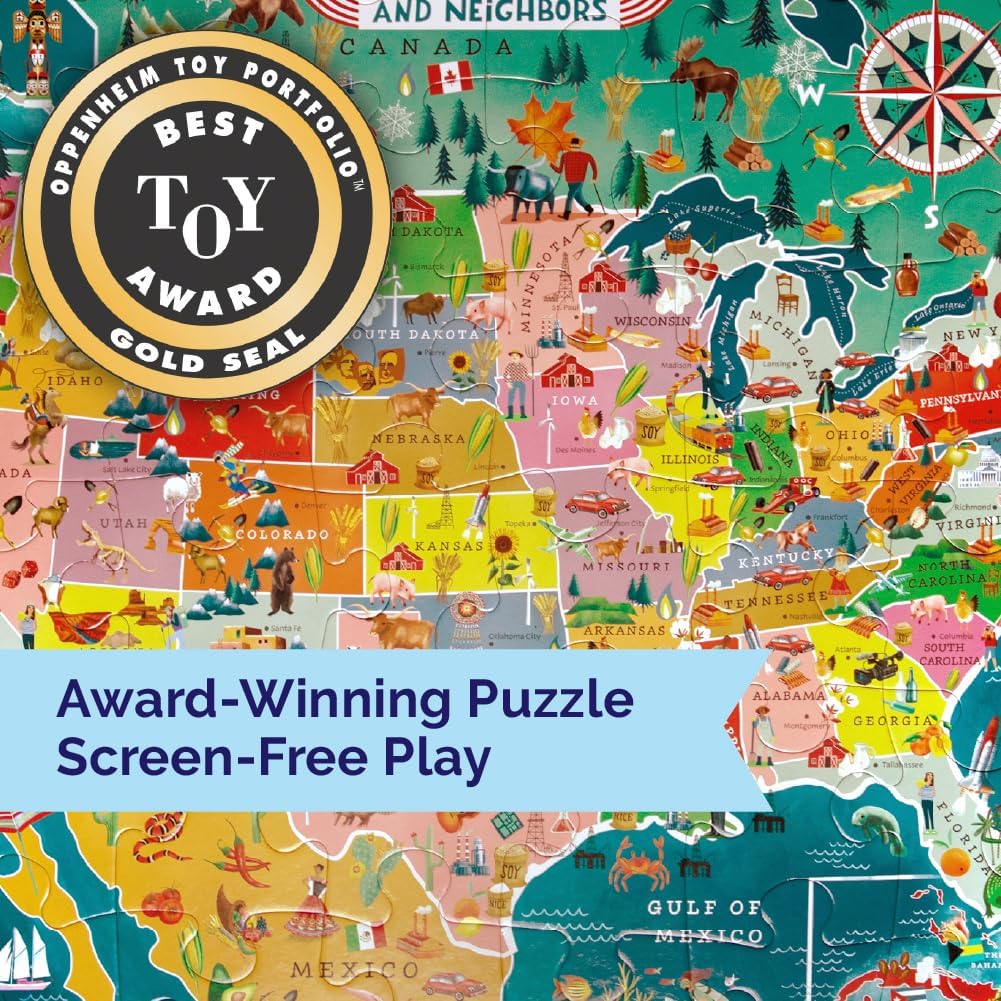 eeBoo USA MAP 48 Giant Piece Children's Puzzle, 26" x 21" image 5