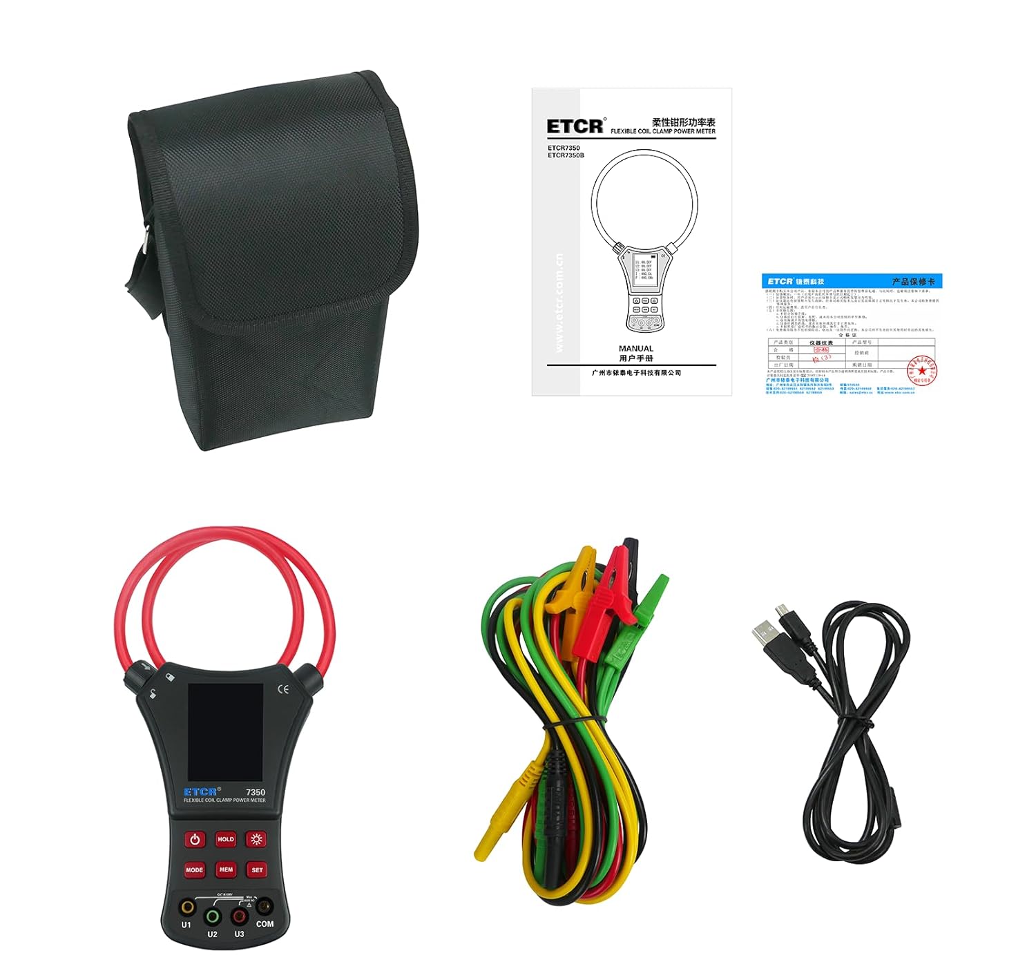 ET7350 Clamp Meter Current Tester Flexible Coil Clamp Power Meter AC Leakage Meter Voltage Tester | 0.0A-6000A | AC 0.0V-600V |Power, Power Factor, Electrical Energy, Frequency, Phase Measurement