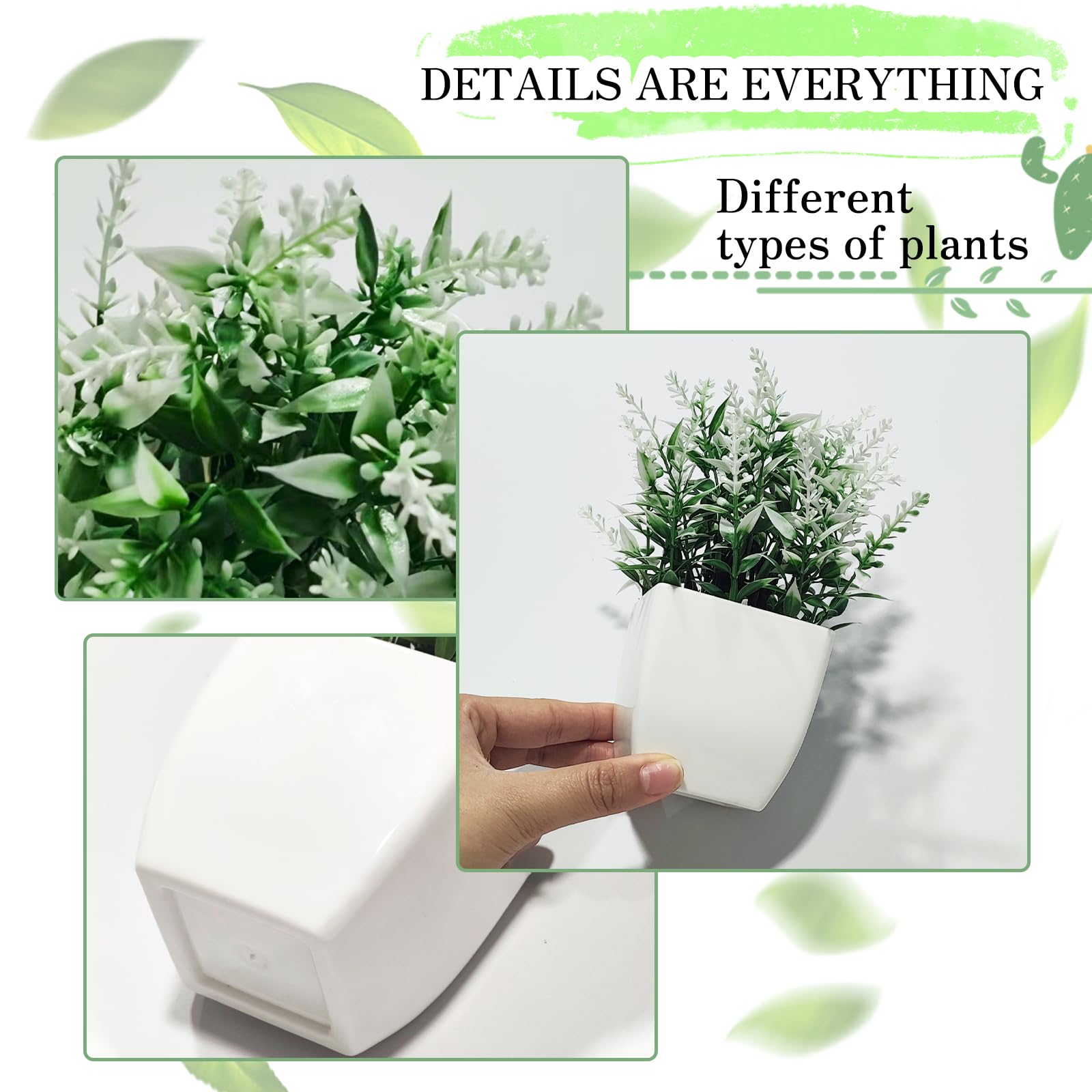 Qyjhska Mini Piante finte in Vaso Fiori Finti Artificiali,Fiori Finti