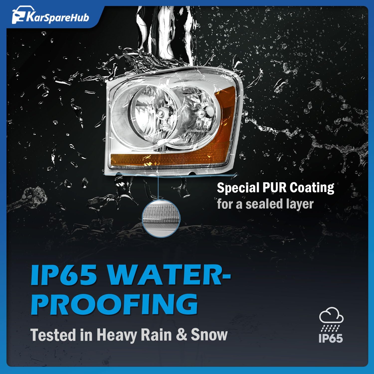 Headlights Compatible with 2004-2005 Dodge Durango Chrome housing and Amber Reflector Driver & Passenger Side