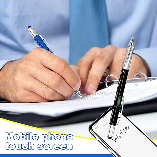 Miniatura 5 de Zhanmai 168 bolígrafos multiherramienta, regalos para hombres 6 en 1, destornillador, destornillador, regla, medidor de nivel, bolígrafo para