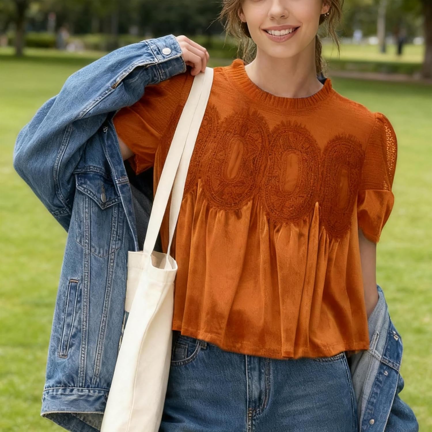Women Lace Velvet Shirts Y2k Fashion Short Sleeves Mesh Crewneck Dressy Shirt Elegant Pleated T-Shirt Blouse Tops