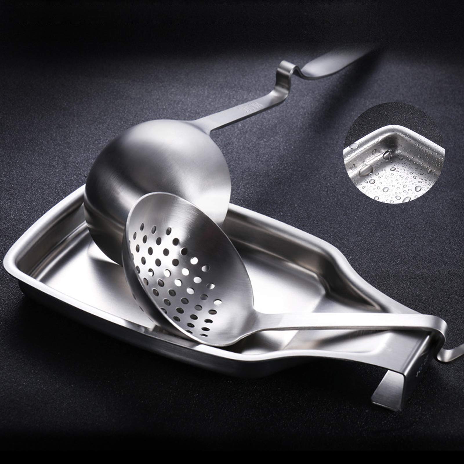 Edelstahl Suppenkellenhalter Mit 2 Schüsseln - Löffelablage Für Küche