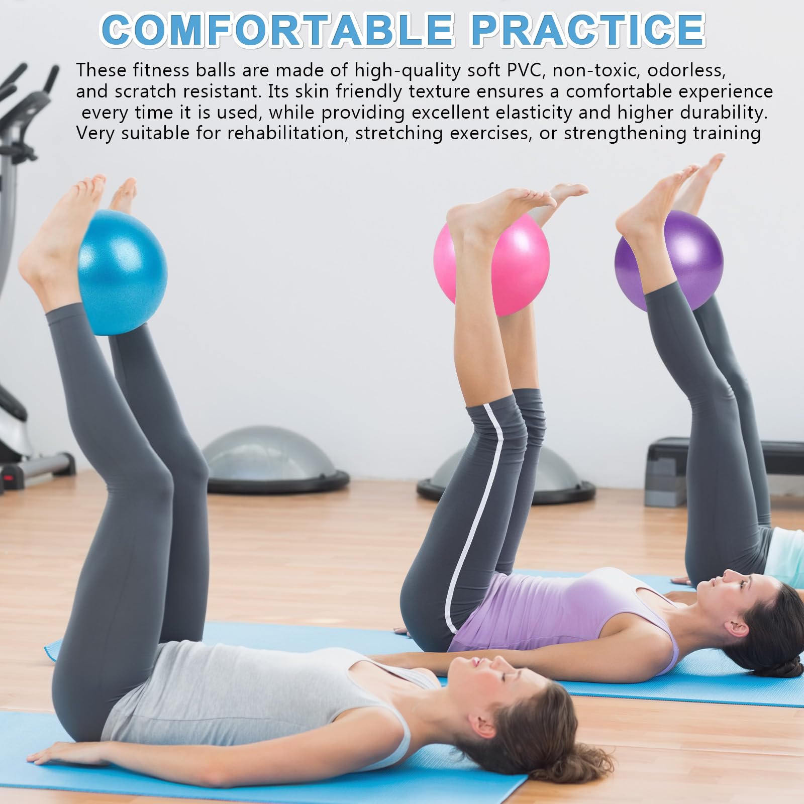 Pelota de yoga de 25 cm, juego de 4 pelotas de pilates mini fitness antideslizante con bomba incluida para entrenamiento en casa, oficina, estiramiento, equilibrio y gimnasia