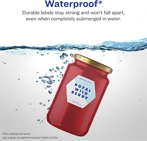 Miniatura 2 de Avery Etiquetas hexagonales impermeables duraderas, tecnología Sure Feed, 2-12" x 2-5764", 150 en total, etiquetas impermeables resistentes al