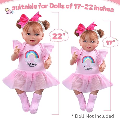 Miniatura 5 de BABESIDE 13 piezas de ropa de muñeca Reborn con moisés para muñecas de 17 a 22 pulgadas, ropa de muñecas de bebé, accesorios de atuendo para muñeca