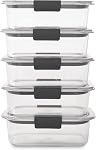 Rubbermaid 10-Piece Brilliance Food Storage Containers with Lids for Lunch, Meal Prep, and Leftovers, Dishwasher Safe, 3.2-Cup, Clear/Grey