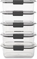 Vista 2 de Rubbermaid Brilliance - Recipientes para almacenar alimentos sin BPA con tapas herméticas, ideales para almuerzo, preparación de comidas y sobras