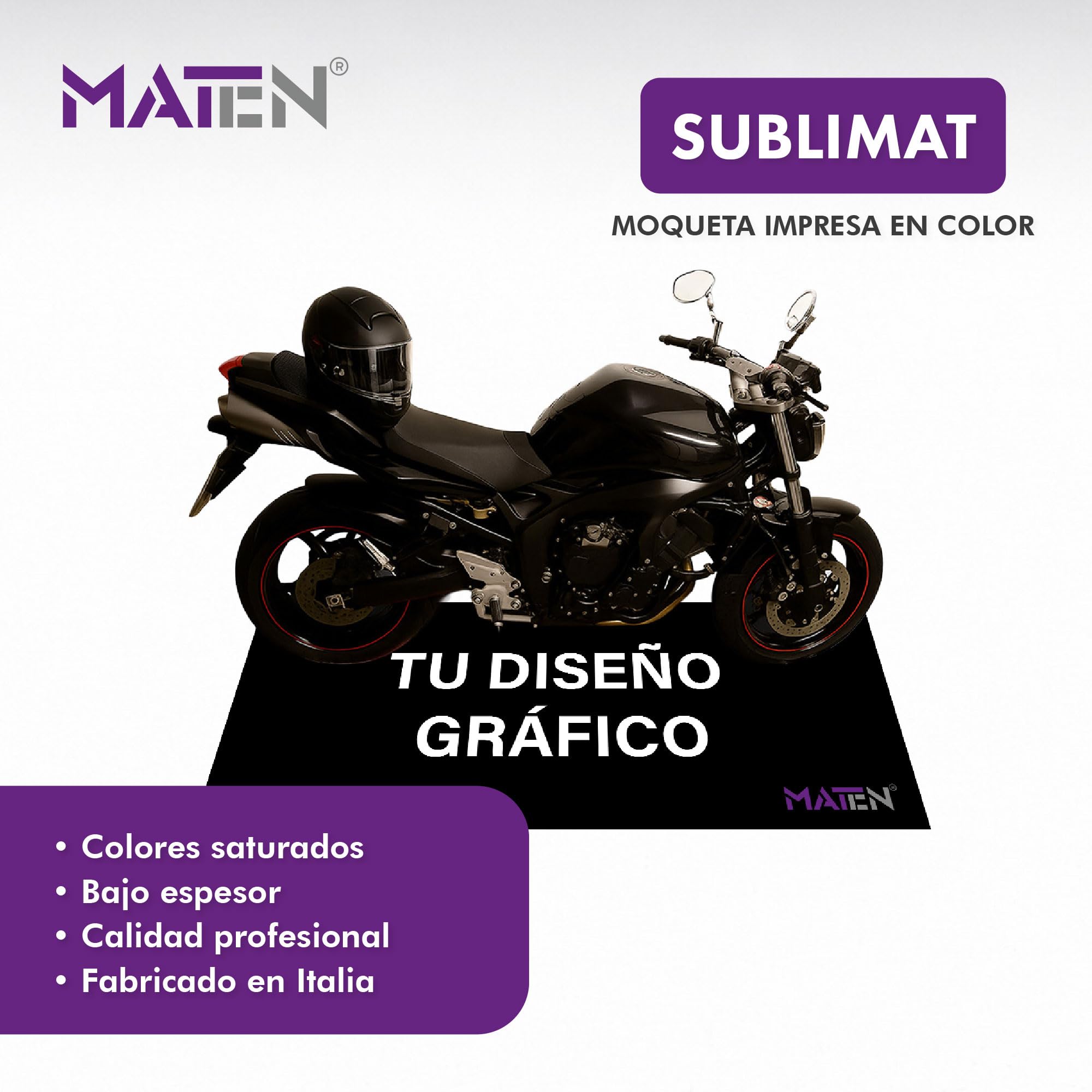 MATEN Alfombrilla de Garaje para Moto Personalizable moqueta Estampada, con Base de Gel Antideslizante, Ideal para Taller y Zona de Mantenimiento (Moquette, 200x80)