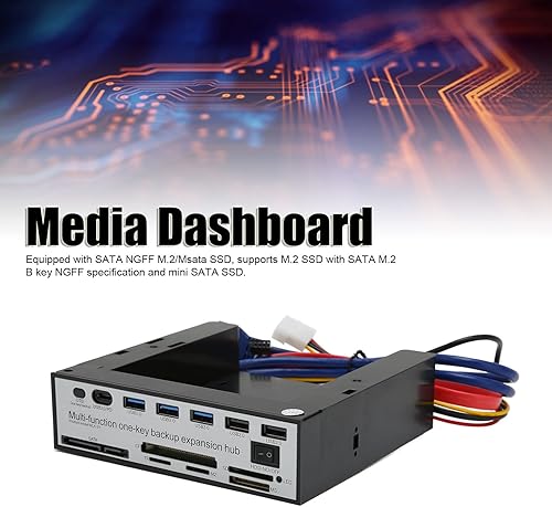 Miniatura 2 de GOWENIC Panel frontal de PC, tablero de medios, NGFF M.2 MSATA 16 TB OTB One Click Backup Multifuncional Desktop Computer Media Panel frontal USB