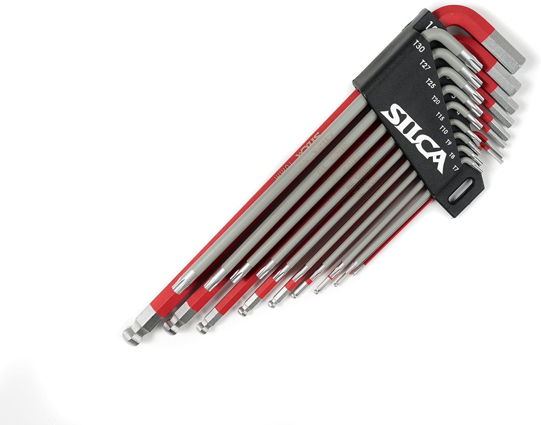 HX-TWO Heavy Duty Essential Metric Hex and Torx Set | Torx 7 - T30 - Hex 1.5 - H10 | Powder coated Red and Grey textured non slip grip | Swiss tool steel L wrench Allen key.