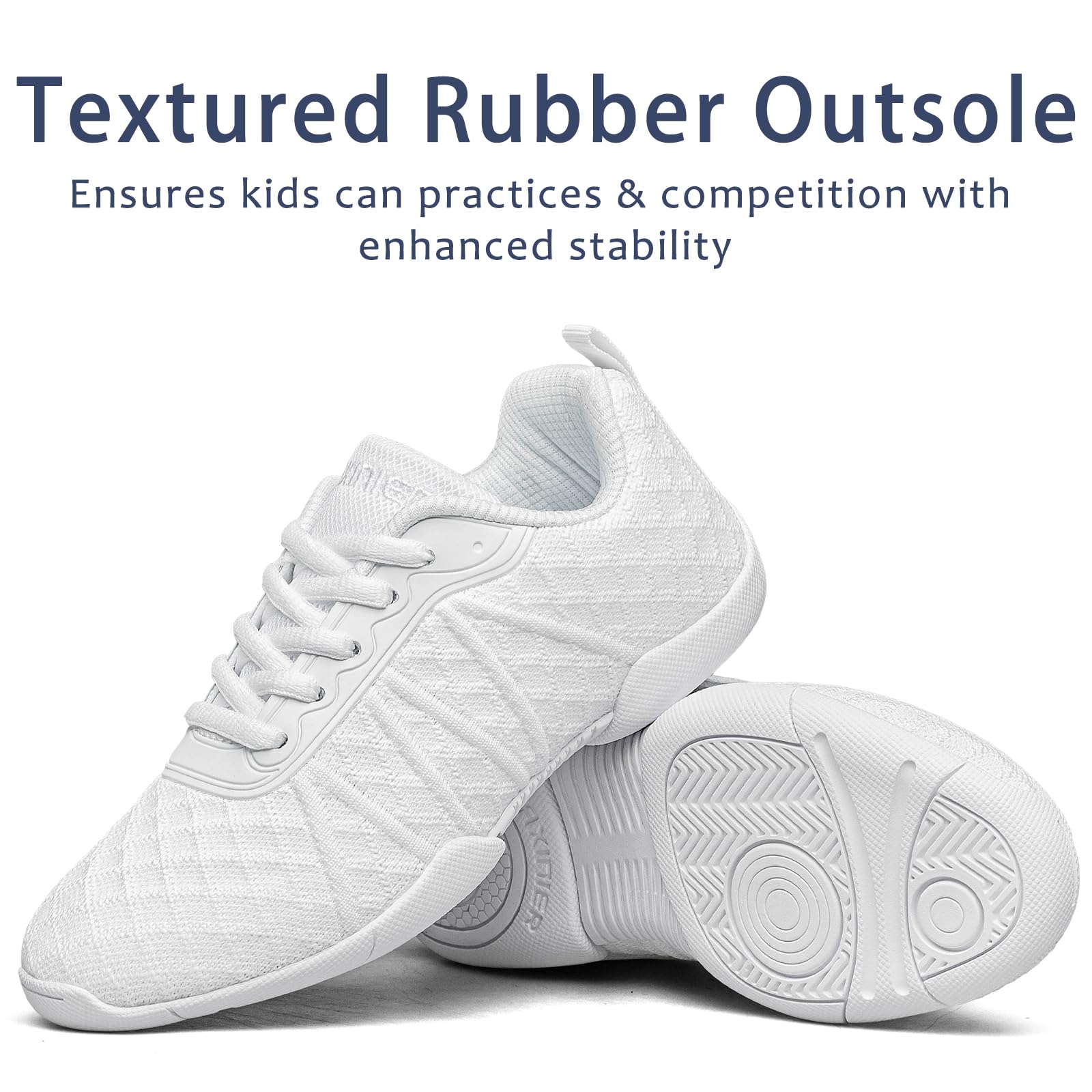 BAXINIER Cheerleading-Sneaker für Mädchen, Weiß, für Training, Tanz, Tennis, leichte Jugend-Wettbewerbsschuhe