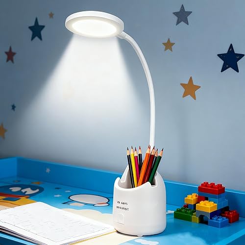 Miniatura 2 de Lámpara LED de escritorio para lectura en casa, oficina en casa, lámpara de mesa LED regulable con puerto de carga USB, control táctil, 3 modos de