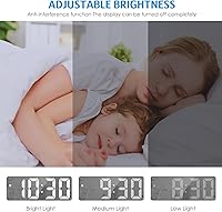 Vista 3 de Reloj digital para durmientes pesados, despertadores para dormitorios, reloj despertador digital LED, pantalla grande, reloj de escritorio