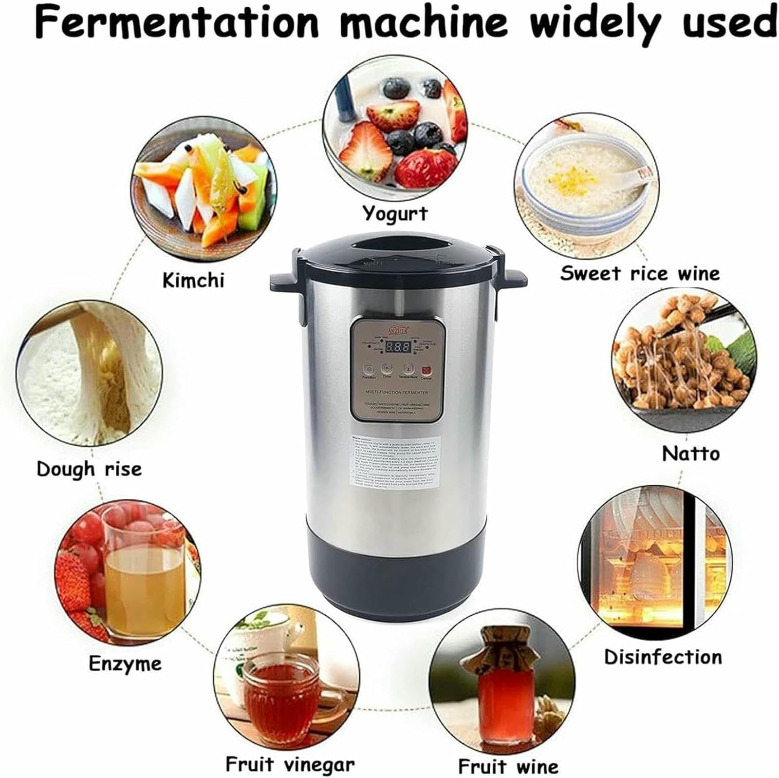 Máquina De Fermentación Completamente Automática, Fabricante De Yogurt Eléctrico Totalmente Automático, Fabricante De Yogurt De Acero Inoxidable con Pantalla LCD Inteligente, para Yogurt