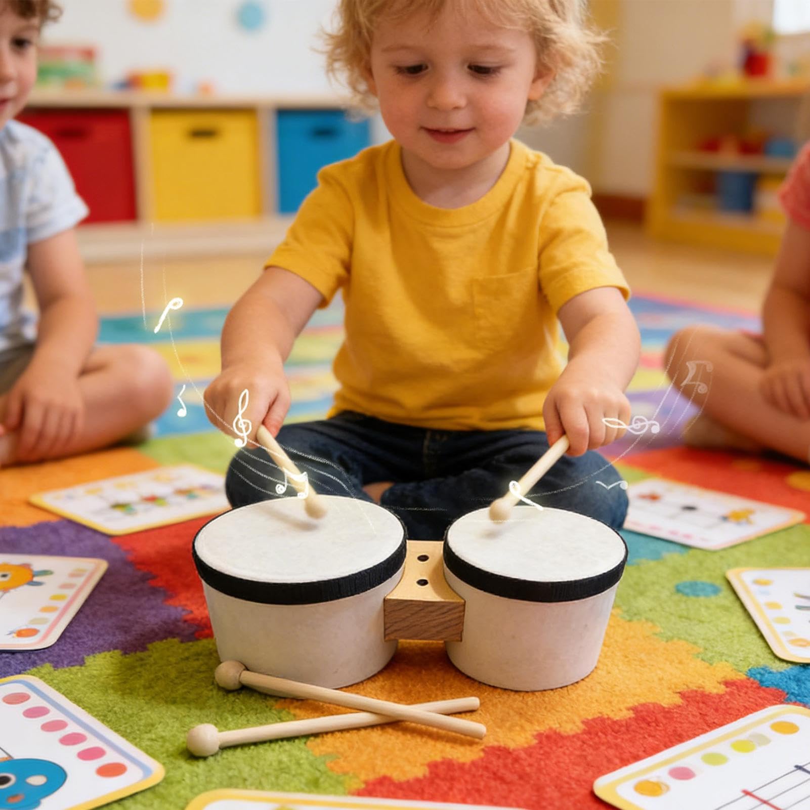 Tamburo musicale per bambini,Strumento Musicale Educativo Realistico - Tamburo Giocattolo per Imparare la Musica,per Bambini e Bambine 2-4 Anni, Principianti, Musica in Soggiorno, Feste e Palco