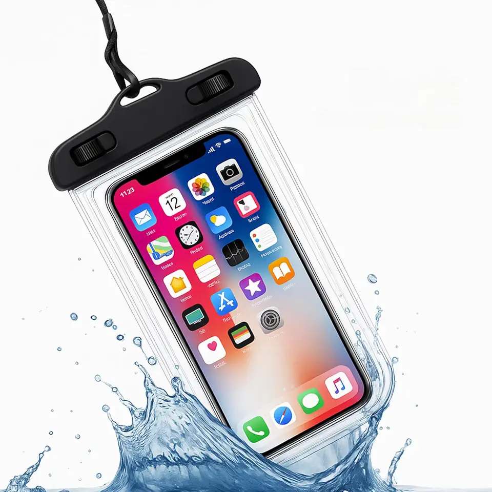 Capa Impermeável para Celular, Case Transparente à Prova D'água, com Alça, para Smartphones até 6.5 Polegadas