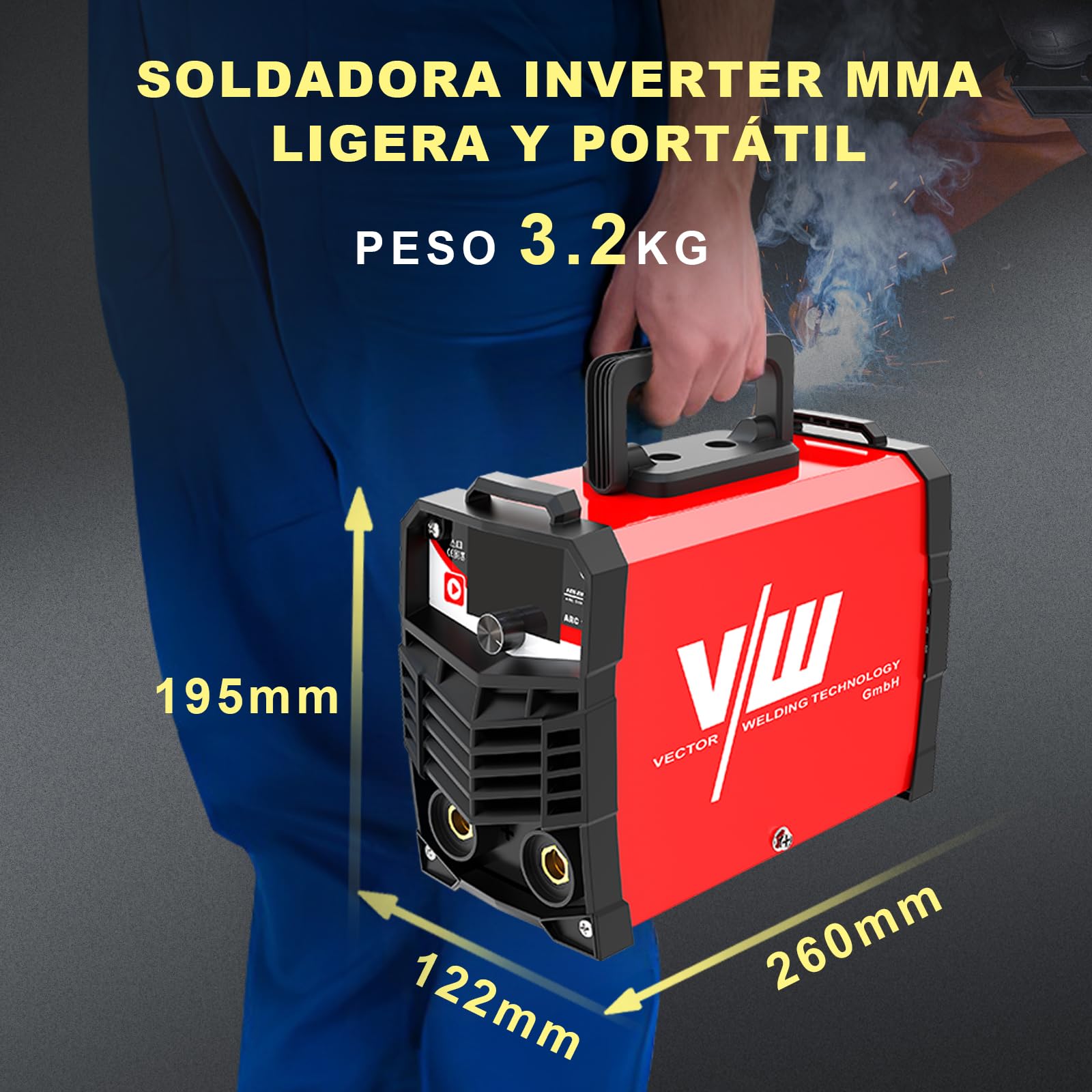 VECTOR WELDING Máquina de Soldar Inverter de Electrodos 200A Set, Soldadora de Electrodos MMA/STICK con Pantalla LED, MMA/STICK, IGBT, Juego de soldadura ARC 200