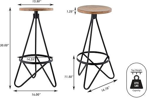 Miniatura 3 de JONATHAN Y BSL1000E Spiroa - Taburete de bar circular sin espalda de metal y madera industrial moderno de 30 pulgadas para el hogar, cocina,