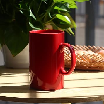 Smilatte 28 OZ/800ml Extra Large Ceramic Coffee Mug, Tall Giant Mug Jumbo Super Big Porcelain Tea Cup with Handle for Men, Red