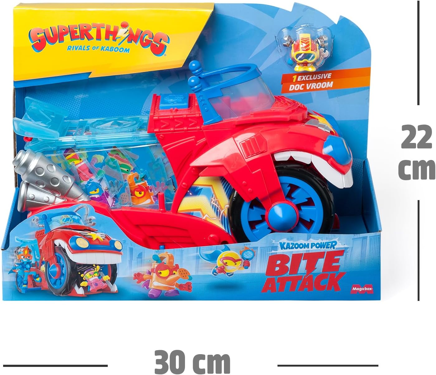 SUPERTHINGS Bite Attack SuperThings Kazoom Power Doc Vroom Vehicle Contains 1 Bite Attack Vehicle, 1 Doc Vroom Exclusive, 1 Removable Jail