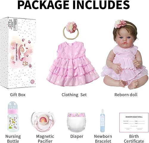 Miniatura 6 de SCOM Muñecas realistas de bebé recién nacido, de 20 pulgadas, muñeca de bebé recién nacida, muñecas de bebé de la vida real con cuerpo suave y