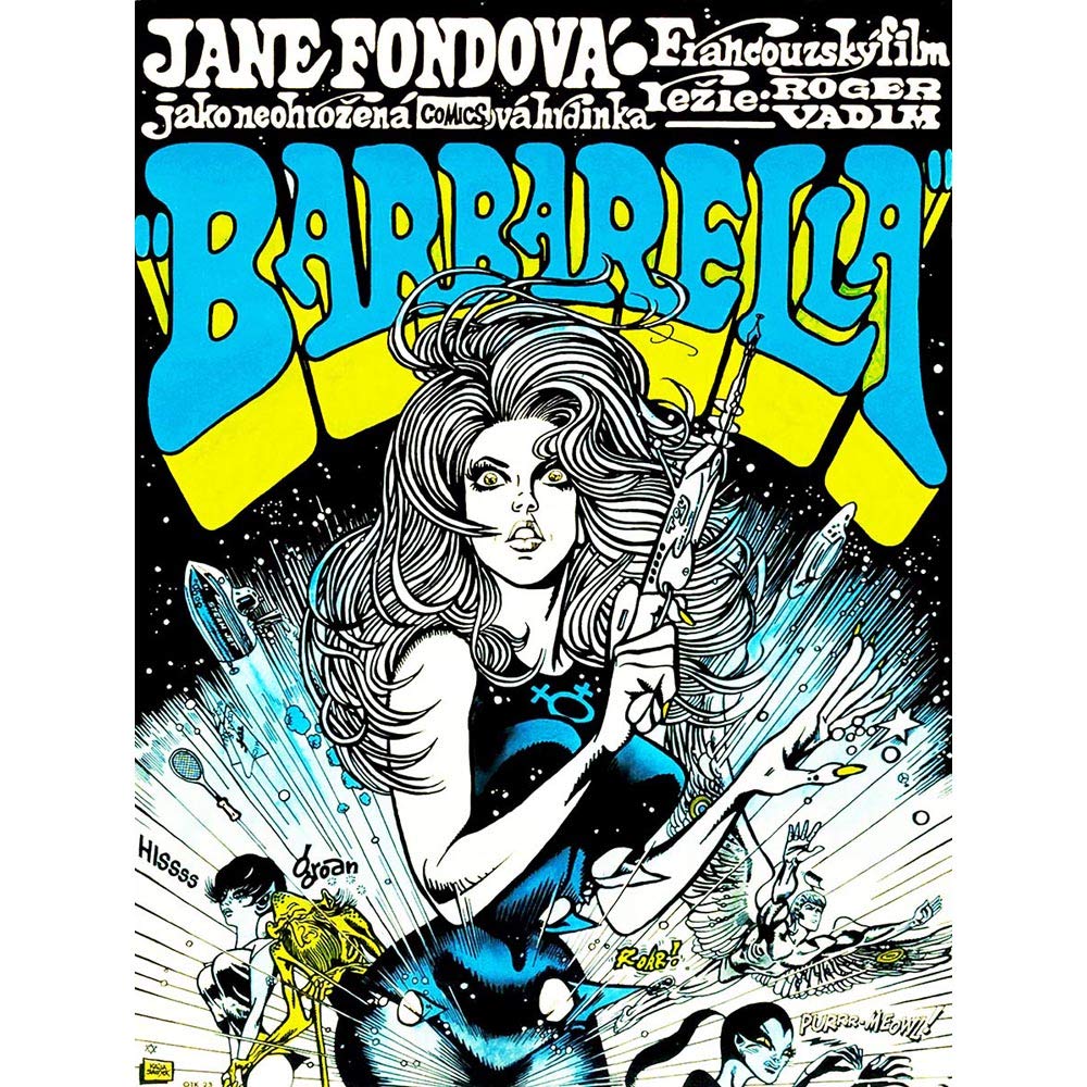 Wee Blue Coo Film Barbarella Jane Fonda Sci Fi Classic Blonde Gun Art Print Poster Wall Decor 12X16 Inch
