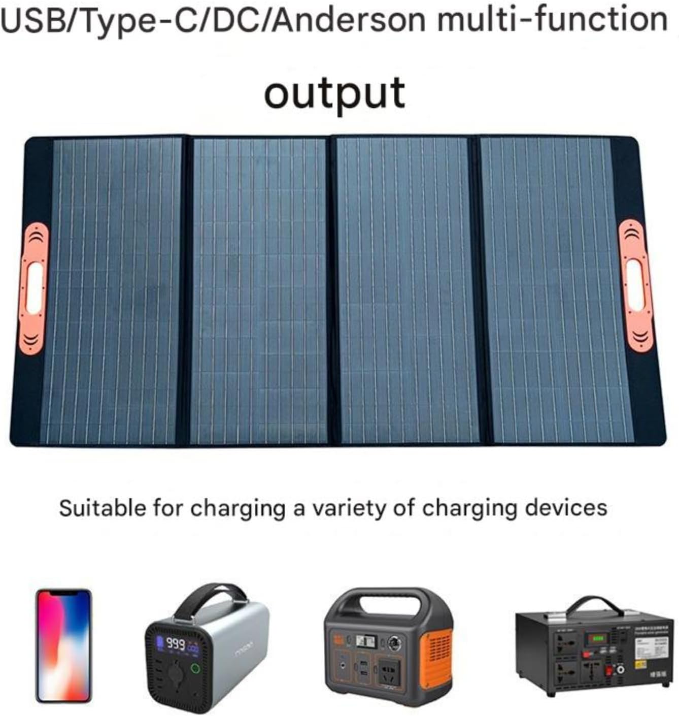 12V Foldable Solar Panel Charger - Waterproof Solar Charging Kit for Camping/RV/Outdoor Emergencies, Lightweight Design with USB/DC Output (60W)