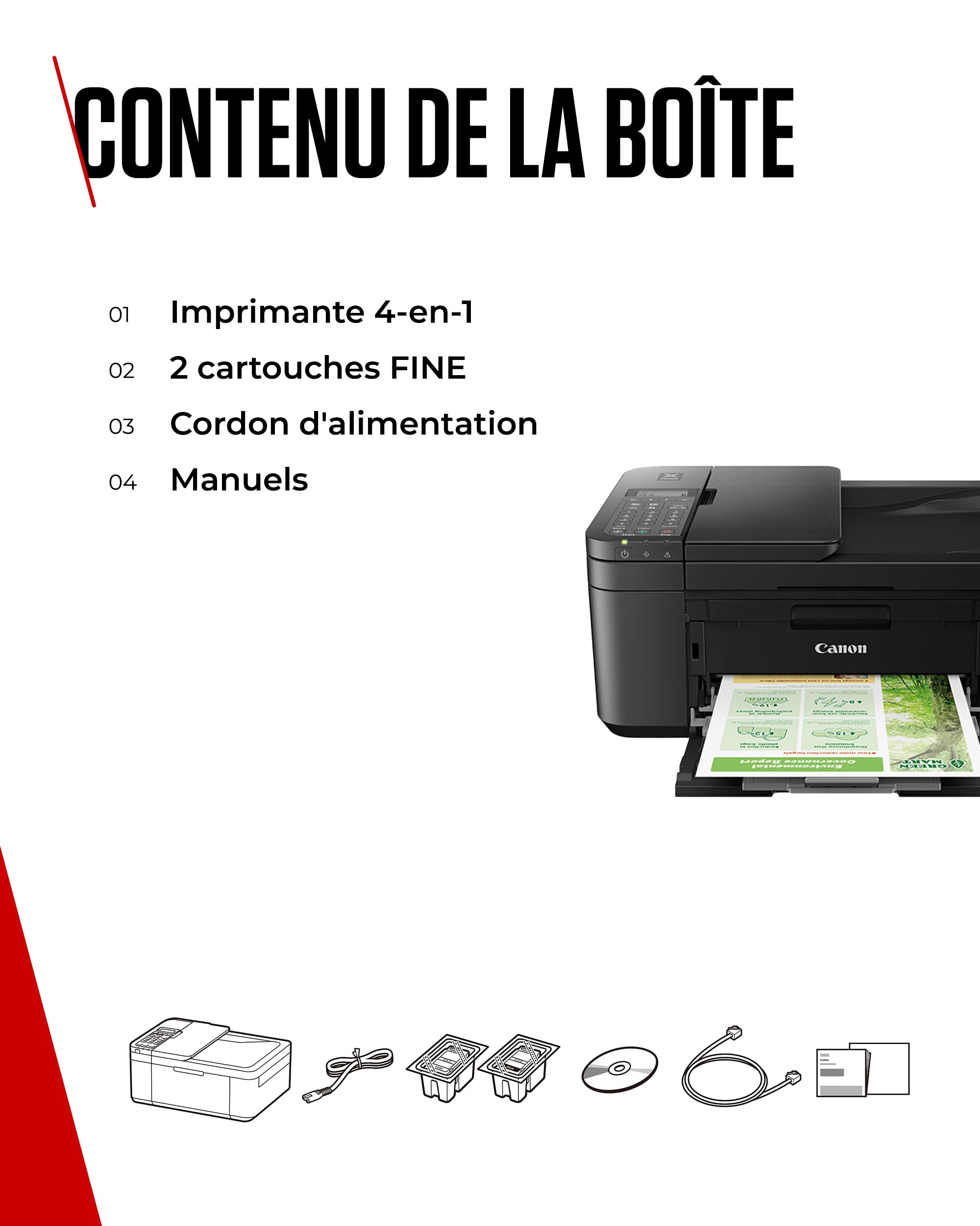 Canon PIXMA TR4750i - Imprimante Couleur 4-en-1 - Impression, Numérisation, Copie, Télécopie - Imprimante WiFi Recto-Verso, CAD 20 Feuilles, Imprimante Photo, Compatible avec Le PIXMA Print Plan