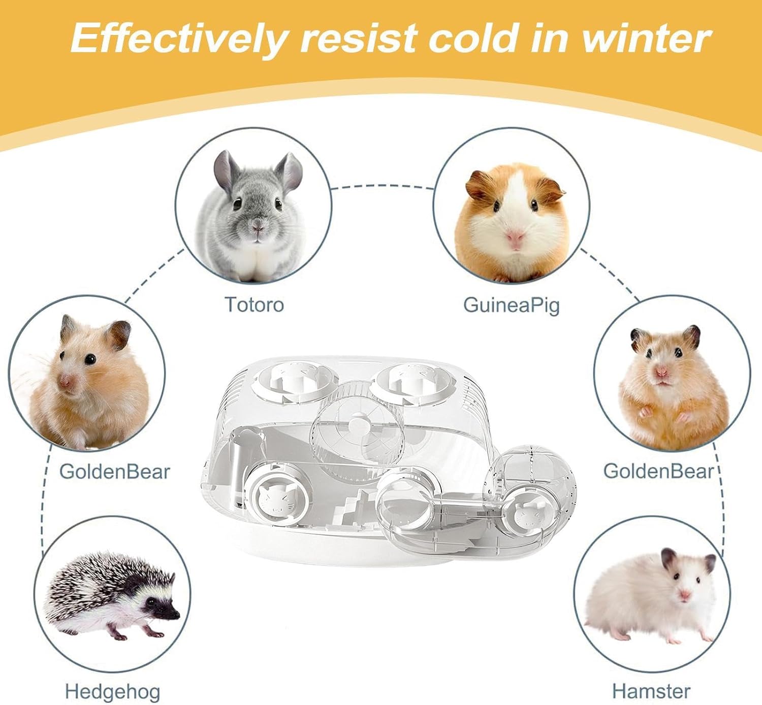 Clear Hamster Cage - Transparent Animal Habitat House with Tunnel - Small Animal Habitat Enclosure - for Hedgehog Hamster Dwarf Gerbil Chinchilla Bunny Ferret