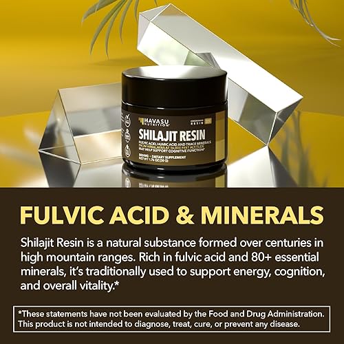 Miniatura 5 de Resina Shilajit del Himalaya con ácido fúlvico, ácido húmico y más de 80 oligominerales  500 mg de Shilajit de grado dorado para hombres y mujeres