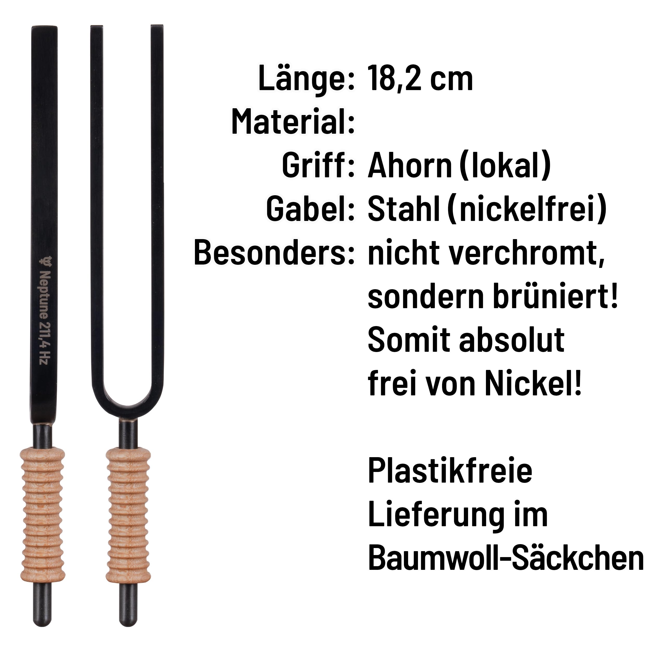 Schlagwerk Einklang Stimmgabel Neptun 211,4 Hz - Planetare Stimmung nach Hans Cousto – Intuition, Spiritualität - Nickelfrei, chromfrei, brünierter Stahl, Klang-Therapie, Klangheilung, Meditation