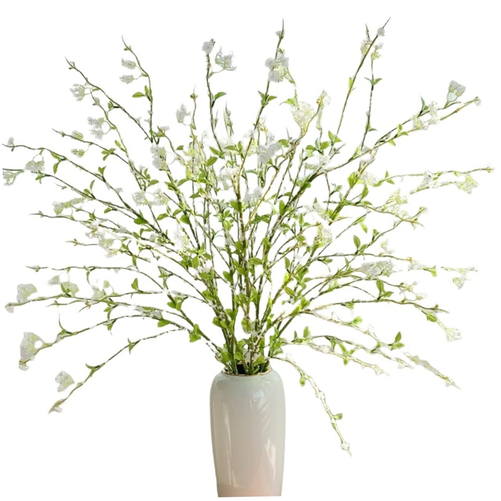 Ginwrek Branches for Vase 3PCS Snow Willow Branches, Faux for Vase 43.3in White Floral Decor with Realistic Blossoms, Bendable Stems for Home Office Centerpiece