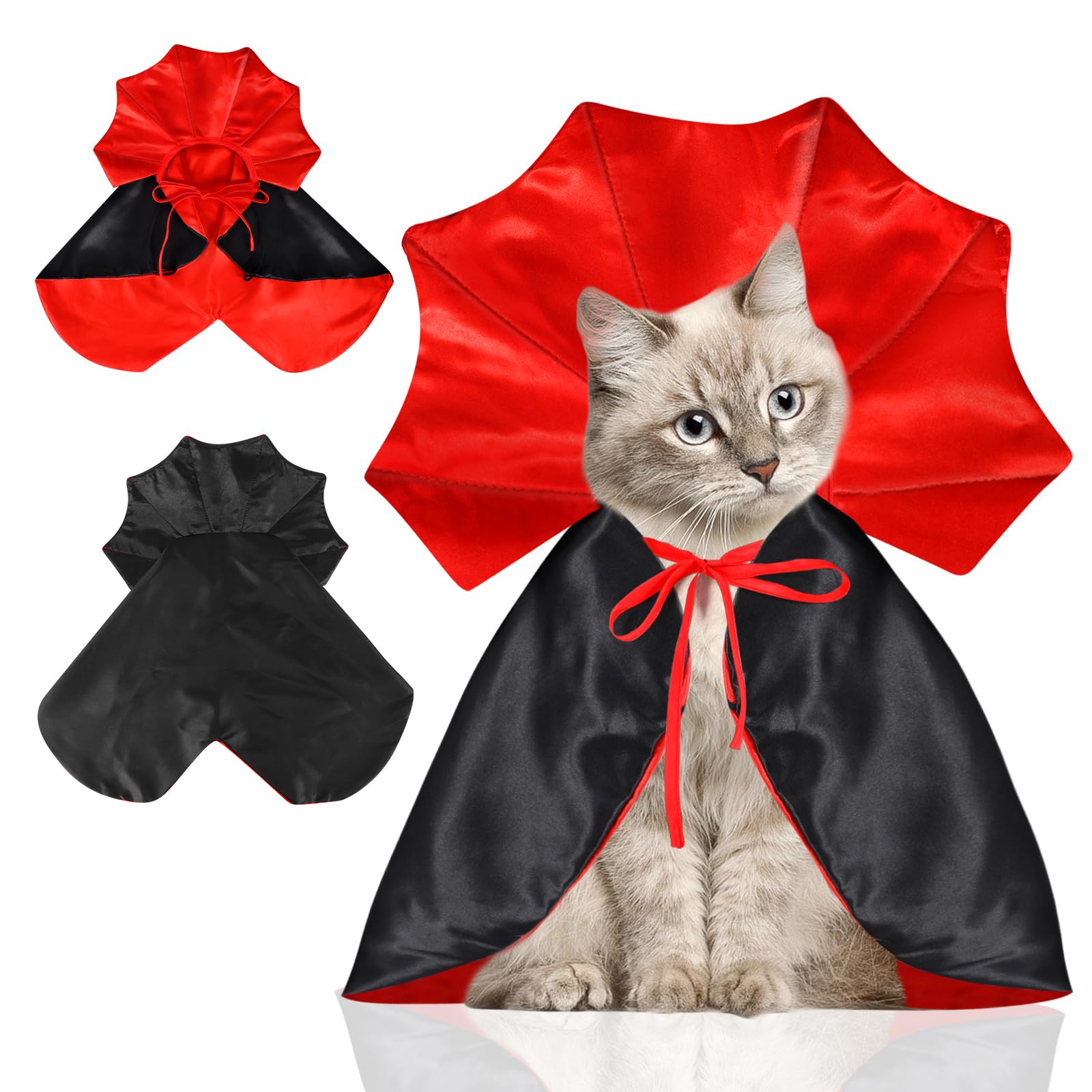 QKURT Cat Vampire Cloak-Pet Halloween Costumes, Dogs Cats Cape