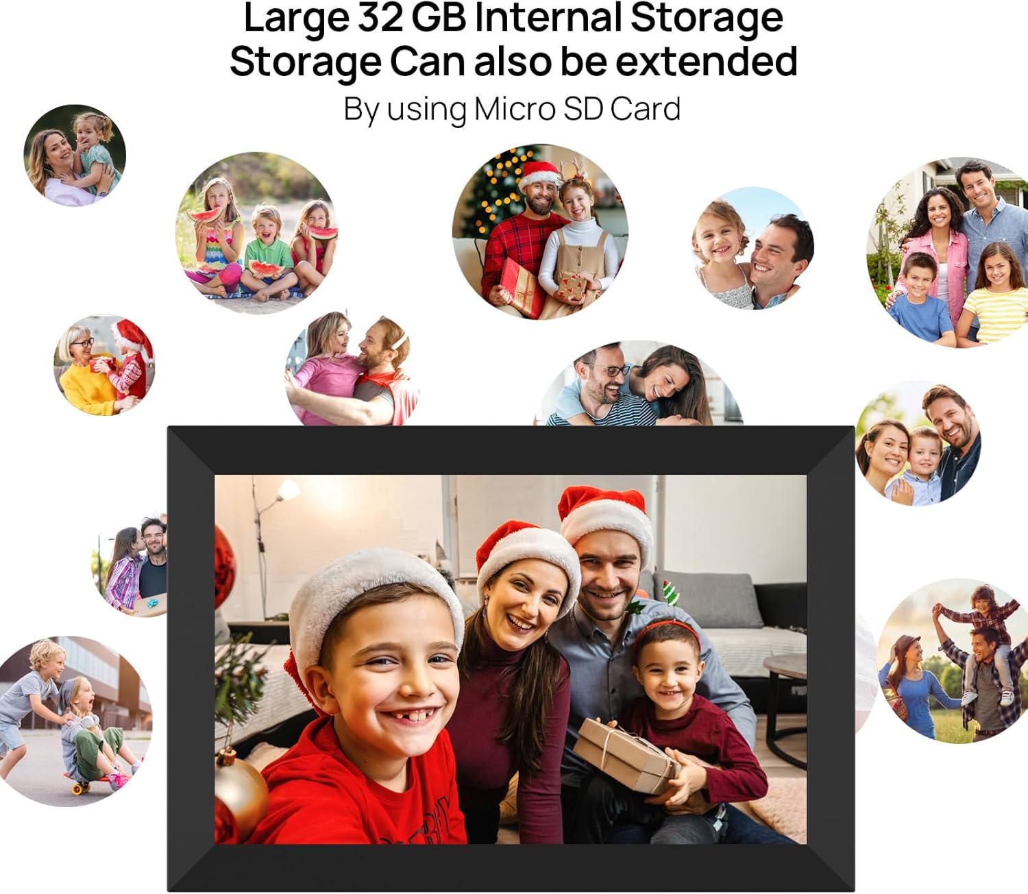 SSAWIFIFRAME 10.1 Inch WiFi Digital Picture Frame 32GB, 1280x800 HD IPS Touch Screen Digital Photo Frame Electronic, Auto-Rotate&Wall Mountable, Easy Share Photos or Videos via App from Anywhere