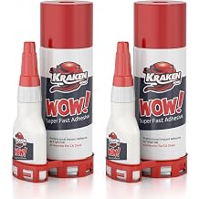 Kraken Bond Wow! CA Glue 2x1.75 oz & Activator 2x6.75 fl oz - Cyanoacrylate Glue for Woodworking, Craft & Repairs | Fast Bonding | 2 Pack