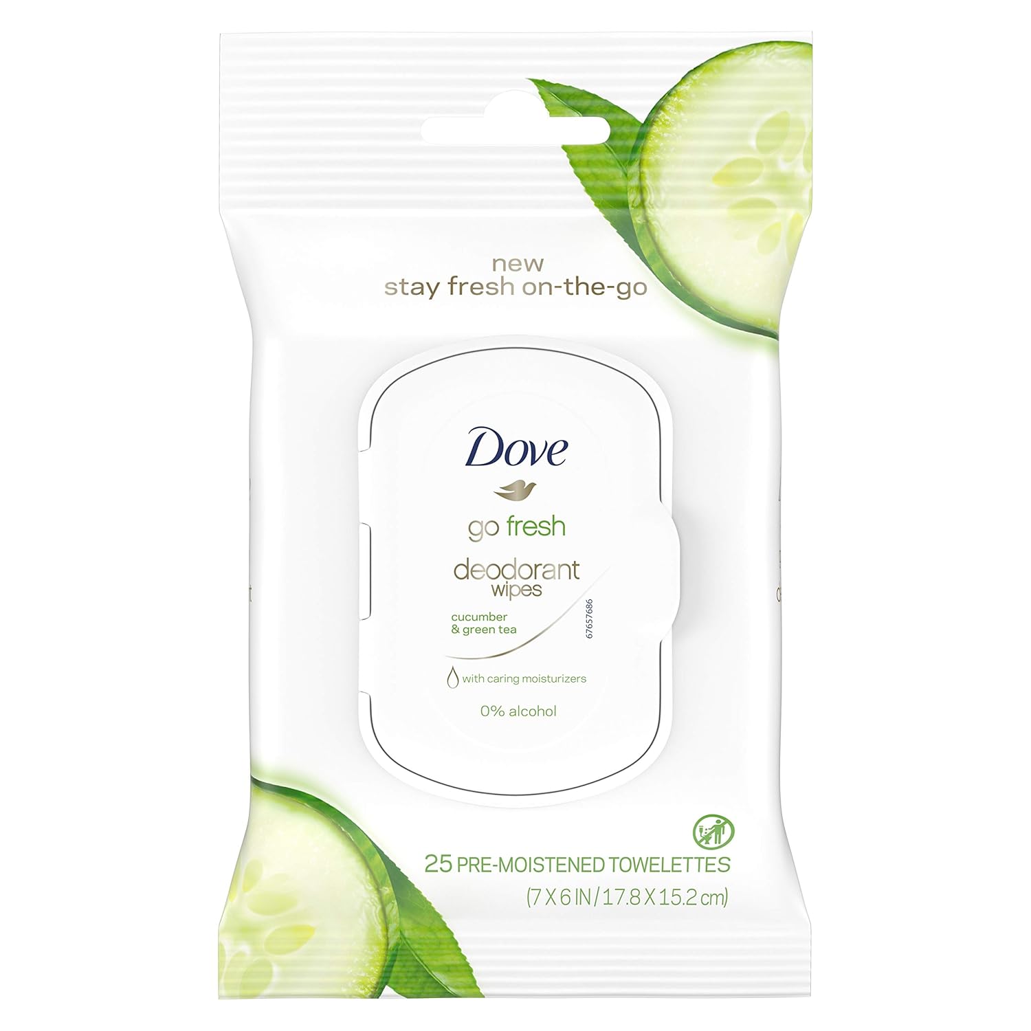Dove Go Fresh Deodorant Wipes Cucumber & Green Tea, 75