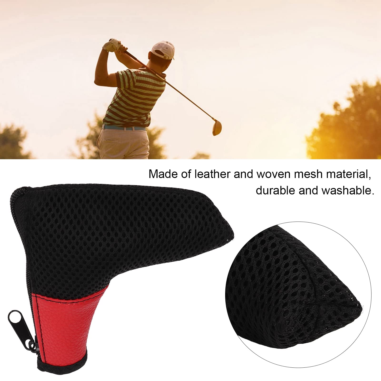 Cubierta para la Cabeza del Putter del Palo de, Cubierta de la Cabeza del Palo de de Malla Impermeable a Prueba de Polvo Lavable para la Protección del Taco(rojo)